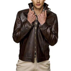 Veste en cuir décontractée pour homme, automne-hiver, fermeture éclair, prix bas, nouveau style, veste en cuir légère pour homme, service OEM - Product Image 4