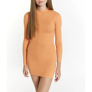 Vestido de punto acanalado más vendido, proveedor de vestidos mini de manga larga, suministro al por mayor - Product Image 1