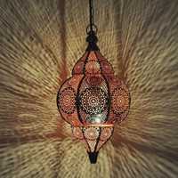 Lanterne marocaine artisanale en fer, écologique, couleur or antique personnalisable, à suspendre, style bohème, pour décoration extérieure et intérieure, Ramadan, mariage, table