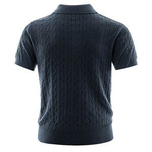 เสื้อกอล์ฟแบบลำลองสำหรับธุรกิจเสื้อโปโลแขนสั้นปกกระดุมคอเสื้อสายถักสำหรับผู้ชายดีไซน์โลโก้แบบออกแบบได้ตามต้องการฤดูร้อน - Product Image 2