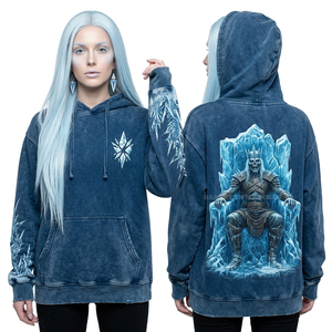 Sudadera Corta Azul Cielo para Mujer con Estampado Gráfico de Nubes Fantasma, Borde Deshilachado, Estilo Estético, Color Azul Pastel, Personalizada - Product Image 3