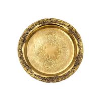 Plateau doré élégant de 13,5 pouces, motif raisin, en laiton massif véritable, fait main, épais et durable, fabriqué en Thaïlande, pour la restauration fine, souvenir, cadeau