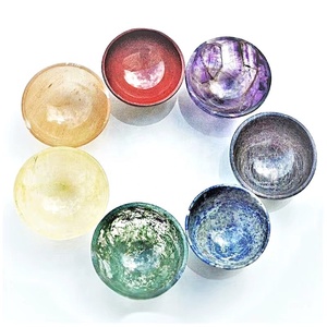 Wholesale Eco-Friendly 7 <b>Chakra</b> Gemstone Bowl <b>Set</b> Handmade Natural Stone <b>Crystal</b> Agate Jade Christmas Seasoning Bowls - Product Image 1