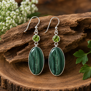 Wholesale Third Party Certified Natural Green Serpentine Peridot 925 Sterling <b>Silver</b> Bezel Set Dangle Drop <b>Earrings</b> Handmade - Product Image 4