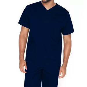 Men's V-Neck <b>Scrub</b> <b>Top</b> With Pocket Cotton Polyester Woven Fabric Hospital Uniforms - Product Image 2