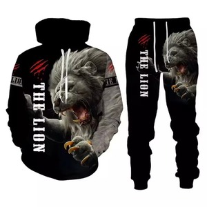 Nuevo Conjunto Deportivo para Hombre, Chándal Deportivo para Hombre, Poliéster/Algodón, Sublimación, Estampado de León - Product Image 5