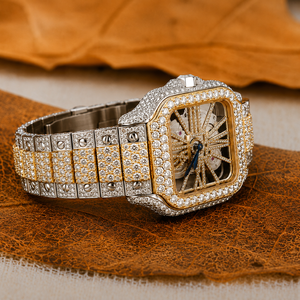 Reloj Mecánico Cuadrado de Acero Inoxidable de Lujo con Diamantes Incrustados, Esfera Esqueleto Analógica, Cierre de Mariposa, Unisex - Product Image 2