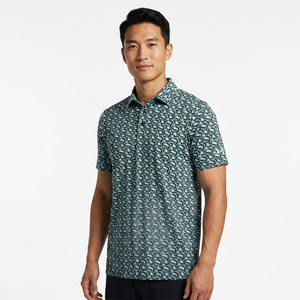 Polo à manches courtes pour homme à motif géométrique, respirant, en polyester tissé, style décontracté - Product Image 3