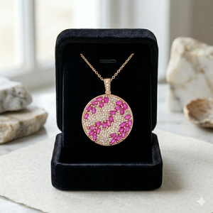 Premium Trendy Women Fashion 925 <b>Silver</b> Sterling Rose Gold Plated Gemstone Moissanite Custom Circle Pendant Charm <b>Necklace</b> Party - Product Image 3