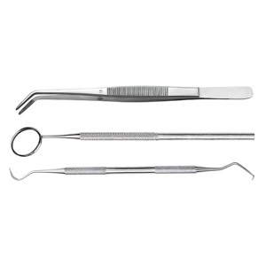 Juego de Exploración Dental de 3 Piezas, Espejo, Explorador y Pinzas de Acero Inoxidable, Reutilizables, Autoclavables, Profesionales, Clínicos - Product Image 2