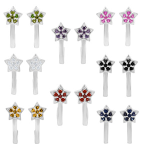 Pendientes de Plata de Ley 925 con Forma de Estrella y Circonitas Rojas, Estilo Bonito para Uso Diario de Mujeres - Product Image 6
