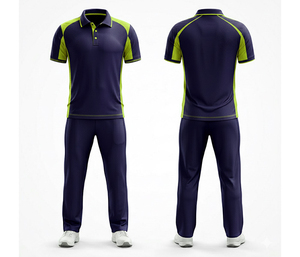 Uniforme Deportivo Ligero de Secado Rápido con Estampado por Transferencia para Equipos de Cricket Masculinos, Bloques de Color Morado y Verde, Transpirable para Clubes - Product Image 6