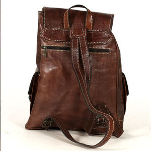 Biyadina Unisex Premium Brown Leather <b>Backpack</b> Handmade by Expert Craftsman with Zipper Closure Vintage Style - Product Image 2