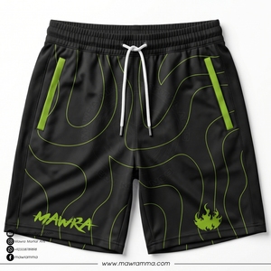 Pantalones Cortos de MMA MAWRA para Hombre, Negros y Verdes con Estampado Abstracto, Diseño de Logotipo Personalizado Sublimado, Pantalones Cortos de MMA Unisex - Product Image 3