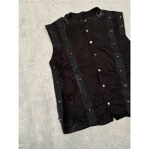 Chaleco Gótico Punk para Hombre, Negro, con Tachuelas y Remaches, Estilo Industrial Cyber Goth, con Botones a Presión, Ropa Urbana - Product Image 2