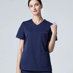 Conjunto de Uniforme Médico Azul Marino Unisex con Logotipo Personalizado, Uniforme Profesional con Cuello en V para Doctores, Personal de Enfermería, Clínicas de Salud - Product Image 4