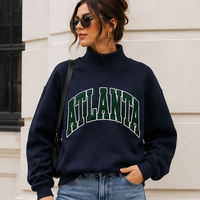 Sweat-shirt tendance personnalisé à col montant en coton/élasthanne pour jeunes, idéal pour les clubs, avec lettres brodées et appliquées pour l'hiver