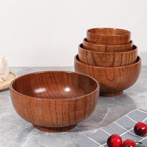 Bol en bois fait main, personnalisé, écologique, design moderne, avec revêtement en silicone, pour salade et service alimentaire, ustensiles de cuisine - Product Image 1