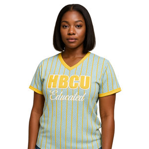 Camiseta de béisbol tipo jersey azul claro con letras de chenilla, estilo universitario, para orgullo colegial de la hermandad griega Divine Nine, para personas con educación HBCU - Product Image 1