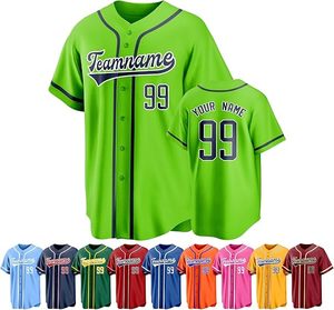 Maillot de baseball personnalisé à boutons fendus, imprimé numériquement, avec nom et numéro brodés, grande taille, unisexe, 100 % polyester - Product Image 3