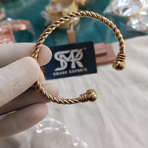 Premium Twisted <b>Copper</b> Open Cuff Bangle Handmade Polished Two Tone Adjustable <b>Bracelet</b> Contemporary Fashion Jewelry Men Women - Product Image 2