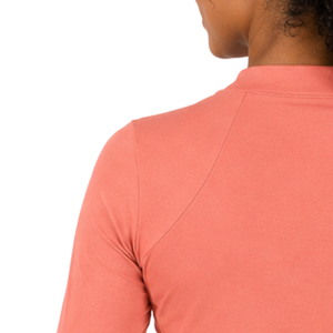 Haut de performance pour femme, manches longues, col zippé, extensible et respirant, pour l'équitation et l'entraînement équestre, couleur corail - Product Image 5