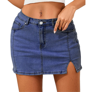 Jupe en jean mi-longue Y2K personnalisée pour femme, taille haute, délavée, avec poches, style streetwear, mode décontractée automne-hiver - Product Image 1