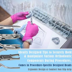 Juego de 5 Pinzas Ortodónticas Manuales Altomme Instruments para Remover Brackets, Aderer de 3 Puntas, Pico de Pájaro, Ligadura Mathieu - Product Image 3