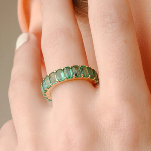 14K <b>Gold</b> Emerald Eternity Band-Prong Set Constellation Gemstone <b>Ring</b> - Product Image 1