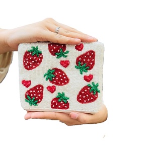 Pochette à monnaie perlée tendance avec broderie de perles de rocaille, petite taille, style branché - Product Image 2