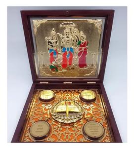 Elegante Estatua de Ram Darbar en Acero Inoxidable Chapado en Oro, Arte Hecho a Mano, Decoración para el Hogar, Caja Decorativa, Artículo Religioso Hindú para Bodas y Cumpleaños - Product Image 1