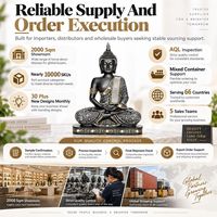 Statue de Bouddha en résine, figurine méditative, antique, noir et argent, décoration d'intérieur, fournisseur en gros, OEM, ODM, conception personnalisée