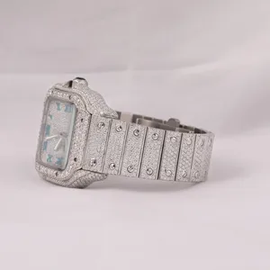 Reloj de pulsera de lujo personalizado para hombre, con esfera romana, fecha, diamantes de moissanita de alta calidad, corte redondo, ideal para regalo - Product Image 3