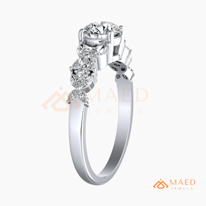Bague de fiançailles florale en moissanite taille ronde, argent 925, avec pierres latérales marquise, bague de mariage, bijoux aspect diamant - Product Image 6