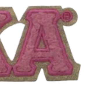 AKA Lettered Chenille <b>Patch</b> Pink Embroidered AKA Iron <b>On</b> <b>Sew</b> <b>On</b> Applique for Jackets Hoodies Backpacks Hats and Apparel - Product Image 3