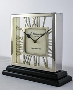 Nouvelle horloge de bureau rectangulaire en métal, chiffres romains, mouvement à quartz silencieux, sans tic-tac, sonnerie Westminster - Product Image 2