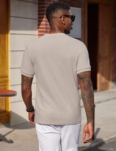เสื้อยืดวาฟเฟิลผู้ชาย แขนสั้น คอกลม ลำลอง ใส่สบาย สำหรับฤดูร้อน - Product Image 4