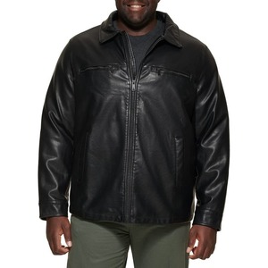 100% Genuine <b>Leather</b> Jacket with Canvas Fabric and Front Logo Winter Warm Men's <b>Leather</b> Jacket - Product Image 4