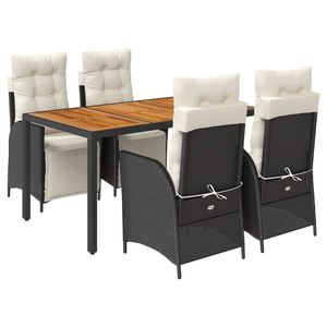 Ensemble de salle à manger de jardin en rotin PE noir 5 pièces - Product Image 2