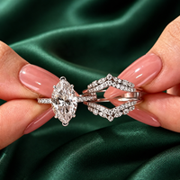Nouvelle conception de bague en diamant de laboratoire CVD de forme marquise, bague de fiançailles populaire en or blanc avec diamant de laboratoire, bijoux de mariée raffinés