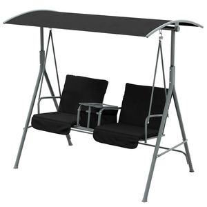 Sedia a Dondolo Nera da Esterno per Portico, Giardino, Terrazza - Uso Multiuso - Product Image 5