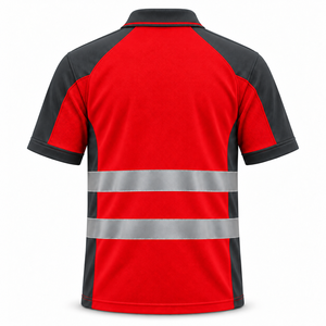 Camiseta Polo de Trabajo Reflectante para Hombre, Manga Corta, con Bandas Reflectantes Cosidas, Paneles en Contraste Raglán, Uniforme para Trabajadores de Obras de Construcción - Product Image 2