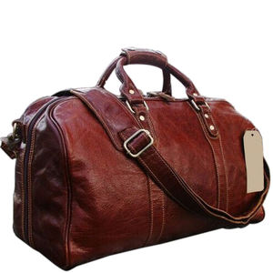 Genuine Leather <b>Duffel</b> <b>Bag</b> for Men with Adjustable Strap Zipper Closure Travel Weekend Gym Sports Carry On <b>Bag</b> 30-40L Capacity - Product Image 2