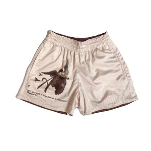 Shorts en maille respirante pour homme, motif imprimé, taille élastique, style décontracté, longueur courte, tissu polyester - Product Image 1