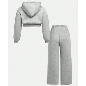 Unisex Custom Logo Hooded Front Gym Wear Track Suit 2PCS <b>Zip</b>-<b>Up</b> <b>Jacket</b> Pants Solid Pattern for Winter Bulk Order - Product Image 3