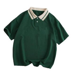 เสื้อโปโลชายลายปักตกแต่งกระดุมสีตัดกัน - Product Image 1