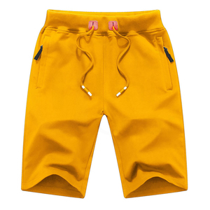 Pantalones Cortos Bermuda para Hombre, de Color Sólido, con Cordón, Casuales, de Algodón Tejido, con Bolsillos, Cintura Media, Transpirables - Product Image 1