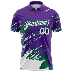 Camiseta de Fútbol Sublimada Personalizada Yourteams para Hombre, Morado, Verde y Blanco, Absorbe la Humedad, Manga Corta, Corte Regular, Ropa Deportiva para Adultos - Product Image 1