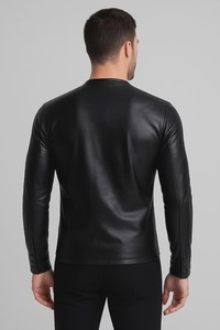 เสื้อหนังแกะสีดำทำมือ ทรงเข้ารูป สไตล์ไบค์เกอร์ - Product Image 3