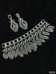 Classic American Diamond Bridal Jewelry Set Two-Piece <b>Necklace</b> <b>and</b> <b>Earrings</b> for Wedding Fashionable Classic Style - Product Image 2